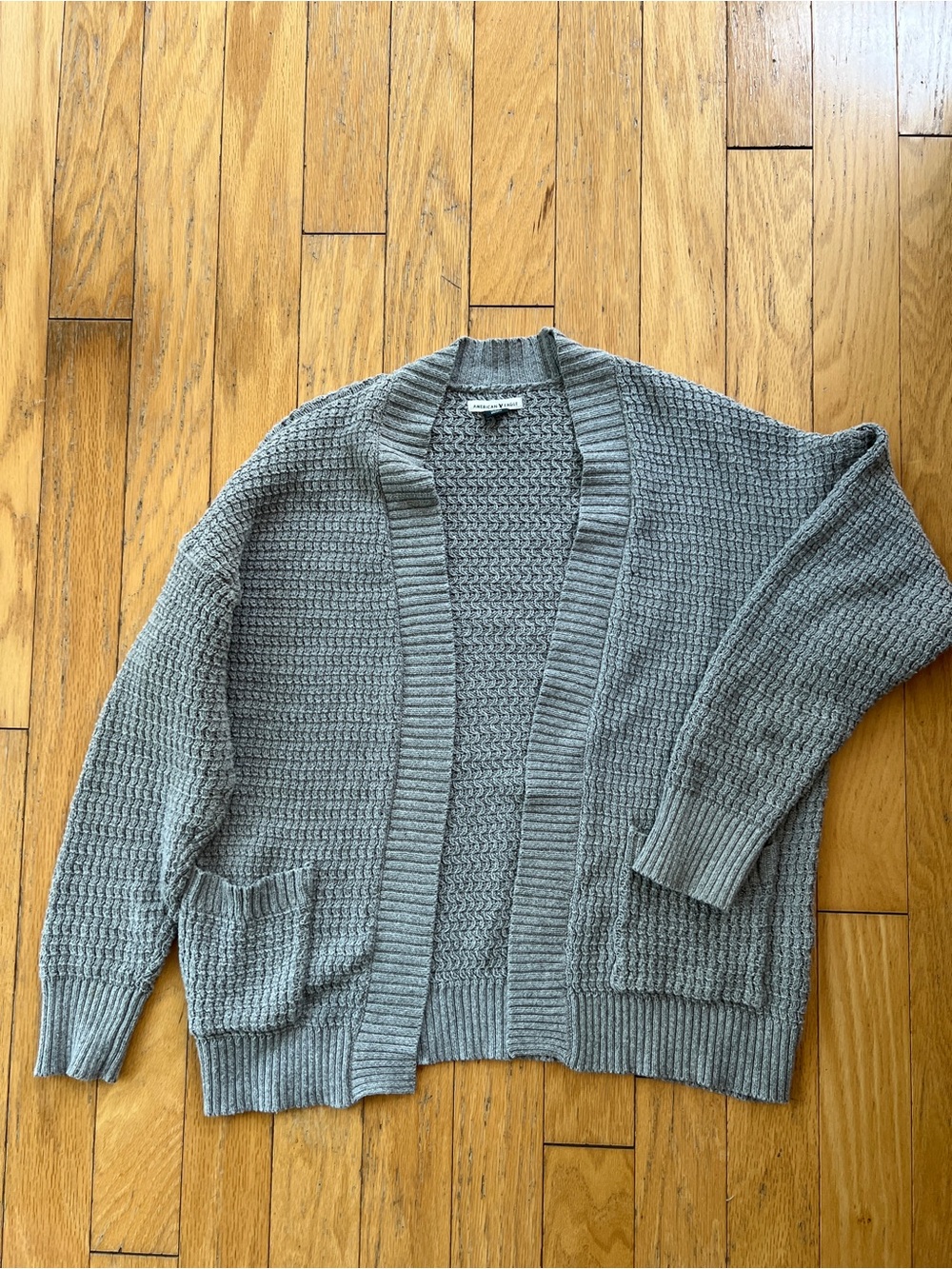 American Eagle Outfitters Women’s Gray Knit Open-Front Cardigan